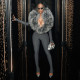 Deep V Neck Furrzy Neck Jumpsuit MXBF-Q25JP303