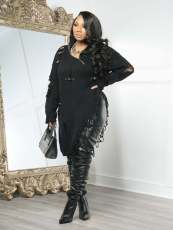 Knits Holes Tassel Loose Dress CM-9540