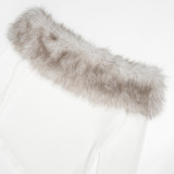 Fur Neck One Shoulder Tops GAXB-D397TP
