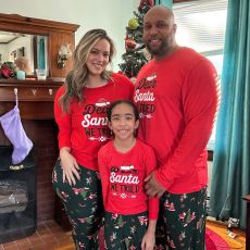 Christmas Letter Print Matching Family Pajamas Plaid Set GSGS-0761