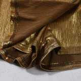 Metallic-colored Mini Skirt GFRT-60387DBZ