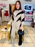 Contast Color Patchwork Zipper Two Piece Pant Set CH-25062