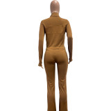 Tight Long Sleeve Micro Flare Pants 2 Piece Set NYF-8205