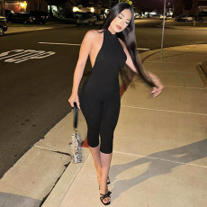 Solid Color Backless Tight Jumpsuit SHD-9574