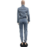 Fashion Long Sleeve Denim Two Piece Pants Set NYF-NY8158