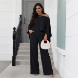 Bat Sleeve Solid Color Loose Two Piece Pants Set ASL-6812