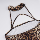 Leopard Print Sleeveless Patchwork MinI Dress GPKJ-WJD45240