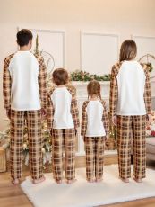 Christmas Letter Print Matching Family Plaid Loungewear Set GSGS-0866