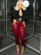 Furrzy Neck V-neck Leather Jackets CH-25063