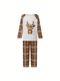 Christmas Letter Print Matching Family Plaid Loungewear Set GSGS-0866