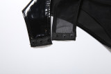 See Through Mesh Leather Patchwork Bodysuit Skirt Suit GZJQ-K25S85634