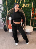 Solid Color Long Sleeve Sport Two Piece Pant Set SFY-807