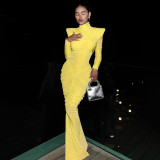 Solid Color Backless Pleated Maxi Dress  GSLF-K25D74925