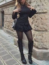 Long Sleeve Solid Color Two Piece Skirts Set ZDF-966-1#