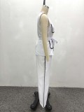 Contrast Color Pockets Tie Up Two Piece Pants Set GQZF-SH5496