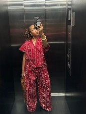 Fashion Print Short Sleeve Loose Two Piece Pant Set GQZF-SH7261