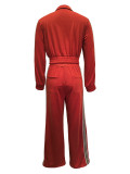 Zipper Jacket And Patchwork Webbing Pants Two-Piece Set OMY-12021