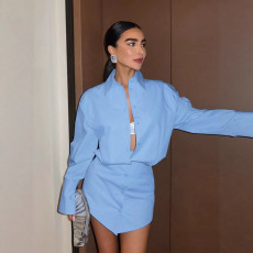 Solid Color Lapel Shirt Dress GPBY-3126