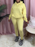 Fleece-Lined Sweatshirt Solid Color Two-Piece Pants Set AIL-340