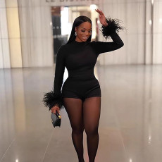 Backless Long Sleeve Tight Romper SHD-9580