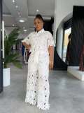 Hollow Out Lace Tie Up Two Piece Pant Set NY-3793