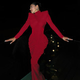 Solid Color Backless Pleated Maxi Dress  GSLF-K25D74925