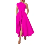 Plus Size Solid Color Slash Neck Long Dress NNWF-6105