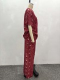 Fashion Print Short Sleeve Loose Two Piece Pant Set GQZF-SH7261