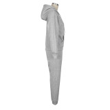 Fleece-Lined Sweatshirt Solid Color Two-Piece Pants Set AIL-340