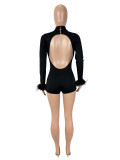 Backless Long Sleeve Tight Romper SHD-9580