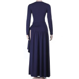 Mesh Long Sleeve Bodysuit High Split Long Skirt Suit FL-YJ25322MHO