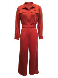 Zipper Jacket And Patchwork Webbing Pants Two-Piece Set OMY-12021