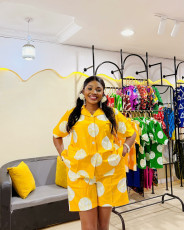 Print Short Sleeve Shirt Two Piece Shorts Set GQZF-SH7012