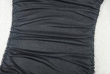 Solid Color Ruched Long Sleeve Maxi Dress GJYO-JD303290