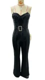 Sexy Chain Belt Sequin Jumpsuit GNYX-233