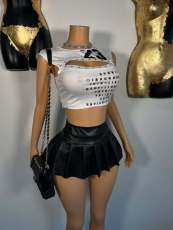 Letter Print Sleeveless Short Tank Tops GFCF-1411