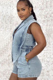 Plus Size Washed Denim Romper NY-5018