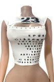 Letter Print Sleeveless Short Tank Tops GFCF-1411