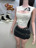Letter Print Sleeveless Short Tank Tops GFCF-1411