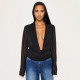 Deep V-Neck Chiffon Mesh Long-Sleeve Blouse MXBF-J25TP327