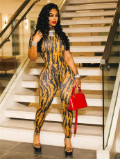 Stripe Print Backless Jumpsuit SHD-9758