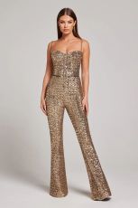 Sexy Chain Belt Sequin Jumpsuit GNYX-233