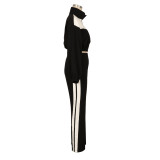 Sport Patchwork Color Block Coat Pants Suit AIL-333