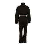 Sport Patchwork Color Block Coat Pants Suit AIL-333