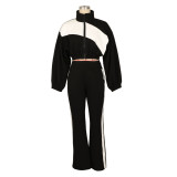 Sport Patchwork Color Block Coat Pants Suit AIL-333