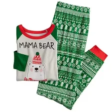 Christmas Letter Print Matching Family Long-Sleeve Pajama Set GSGS-0759