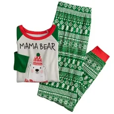 Christmas Letter Print Matching Family Long-Sleeve Pajama Set GSGS-0759
