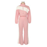 Sport Patchwork Color Block Coat Pants Suit AIL-333