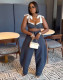 Fashion Sexy Patchwork Strappy Crop Top And Wide-Leg Pants Suit GANY-LB1711