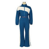 Sport Patchwork Color Block Coat Pants Suit AIL-333